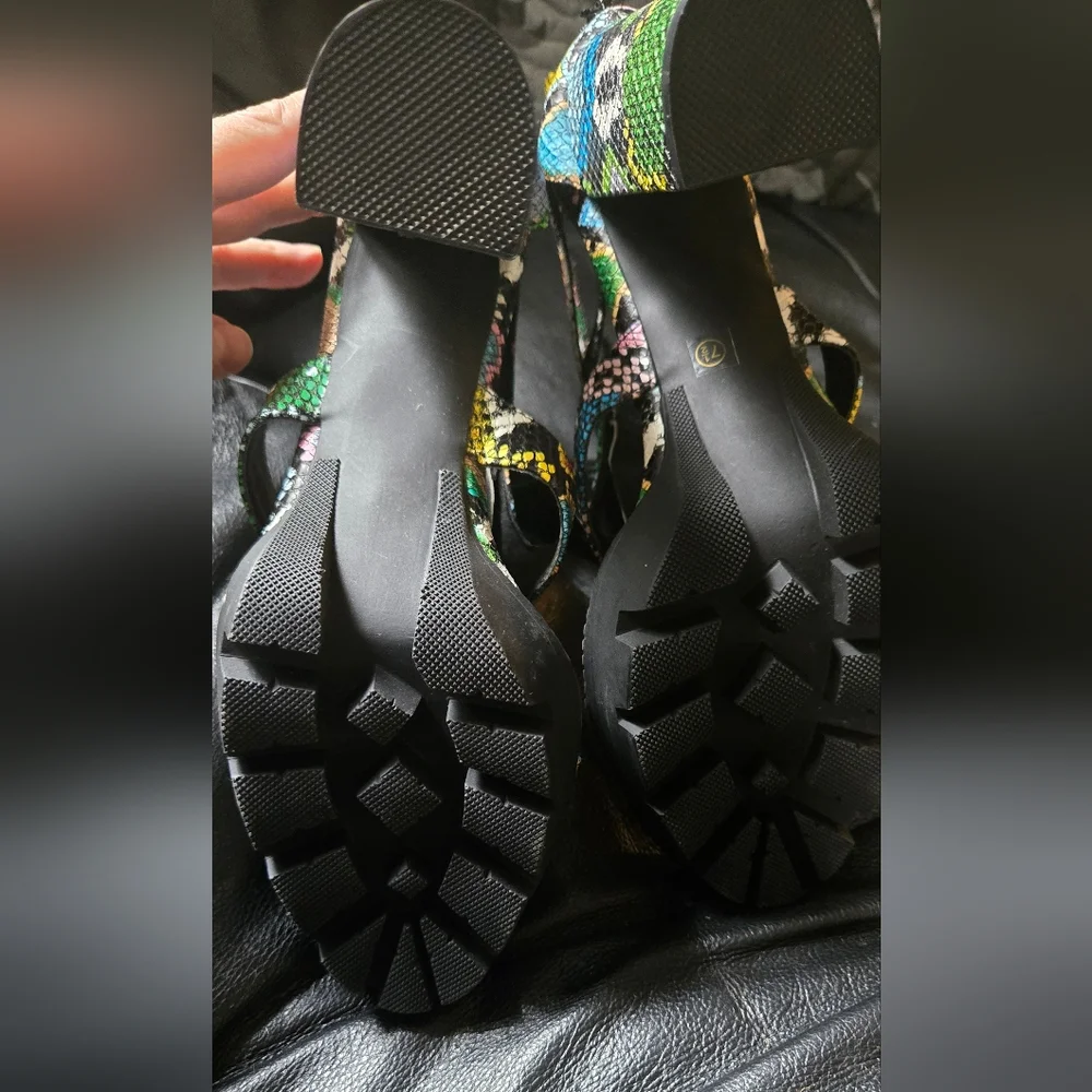 HOST PICK! 🎈🎉 Sseko Colorful Snake Print Women's Platform Heels Sz7.5 NEW - Picture 6 of 9